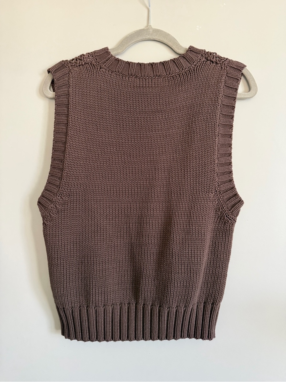 Ganni Brown Sleeveless Knit Logo Vest with White Lettering - Picture 2 of 4